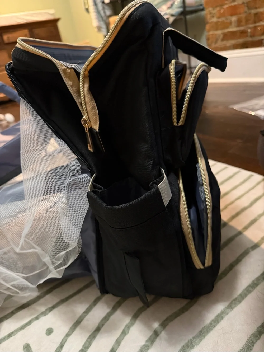 Bubblbay Diaper Bag Backpack with Fold-Out Bassinet/Diaper Changing Station